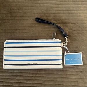 Draper James Blue Striped Travel Wallet